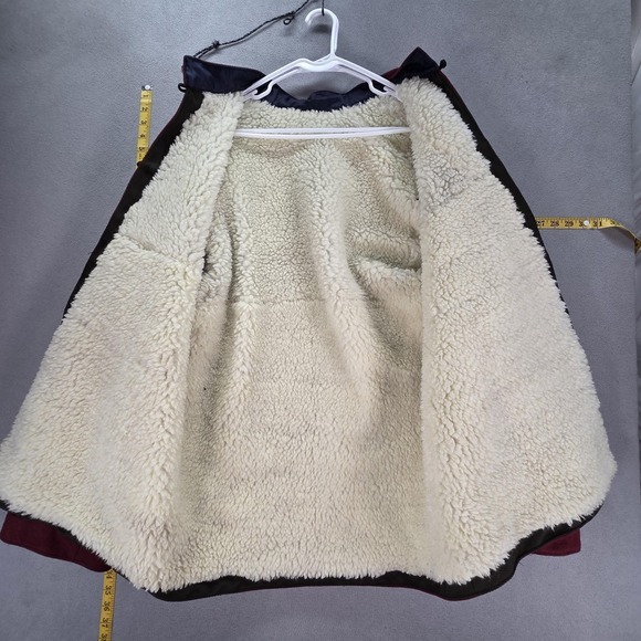 Wool Pea Coat Mens Large Black Sherpa Lined Band Collar Button Front Winter - Picture 2 of 9